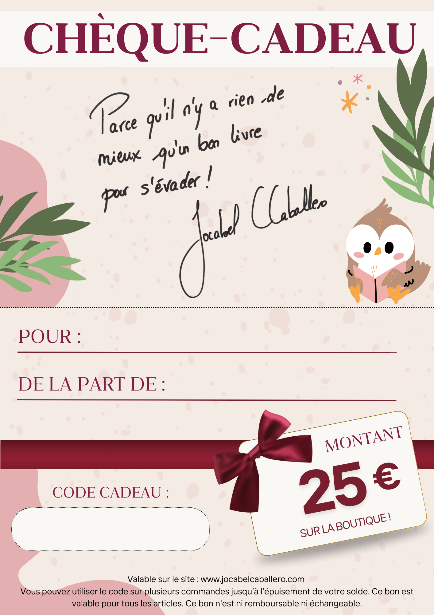 Carte-cadeau personnalisée
